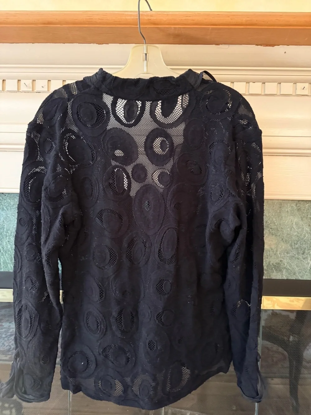 Anne Fontaine Black Lace Ruffle Neck Blouse - Picture 3 of 5
